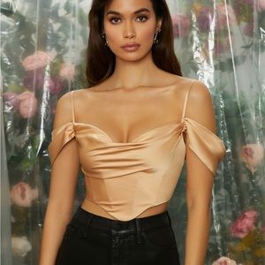 Oh Polly off the shoulder cowl neck corset top